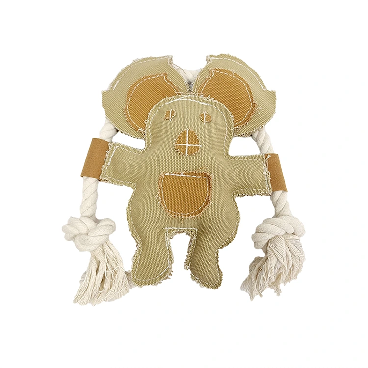 Elefant Canvas hundleksak med bomullsrep